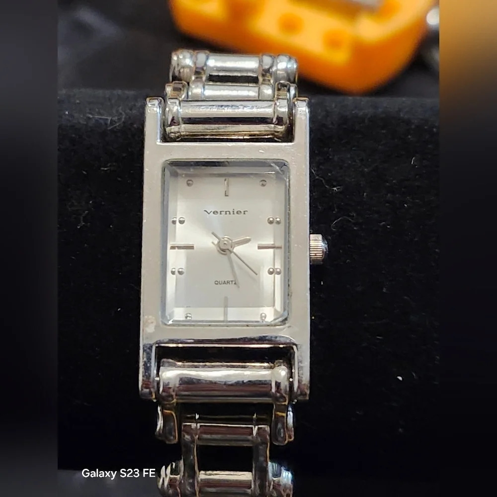 Vintage VERNIER Tank Watch Bike Chain Bracelet - Picture 1 of 8